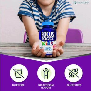 Focus Factor Kids Extra Strength Daily Chewable for Brain Health Support, 120 Counts