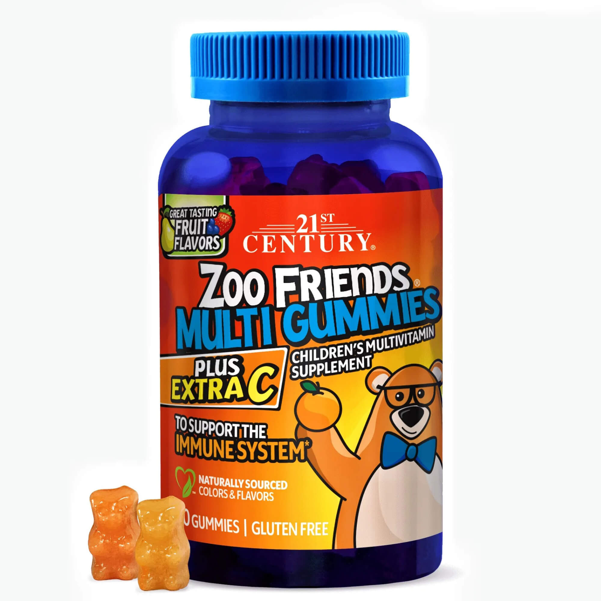 21st Century Zoo Friends Multi Gummies Plus Extra C - 60 Gummies | Kids Multivitamin with Immune Support