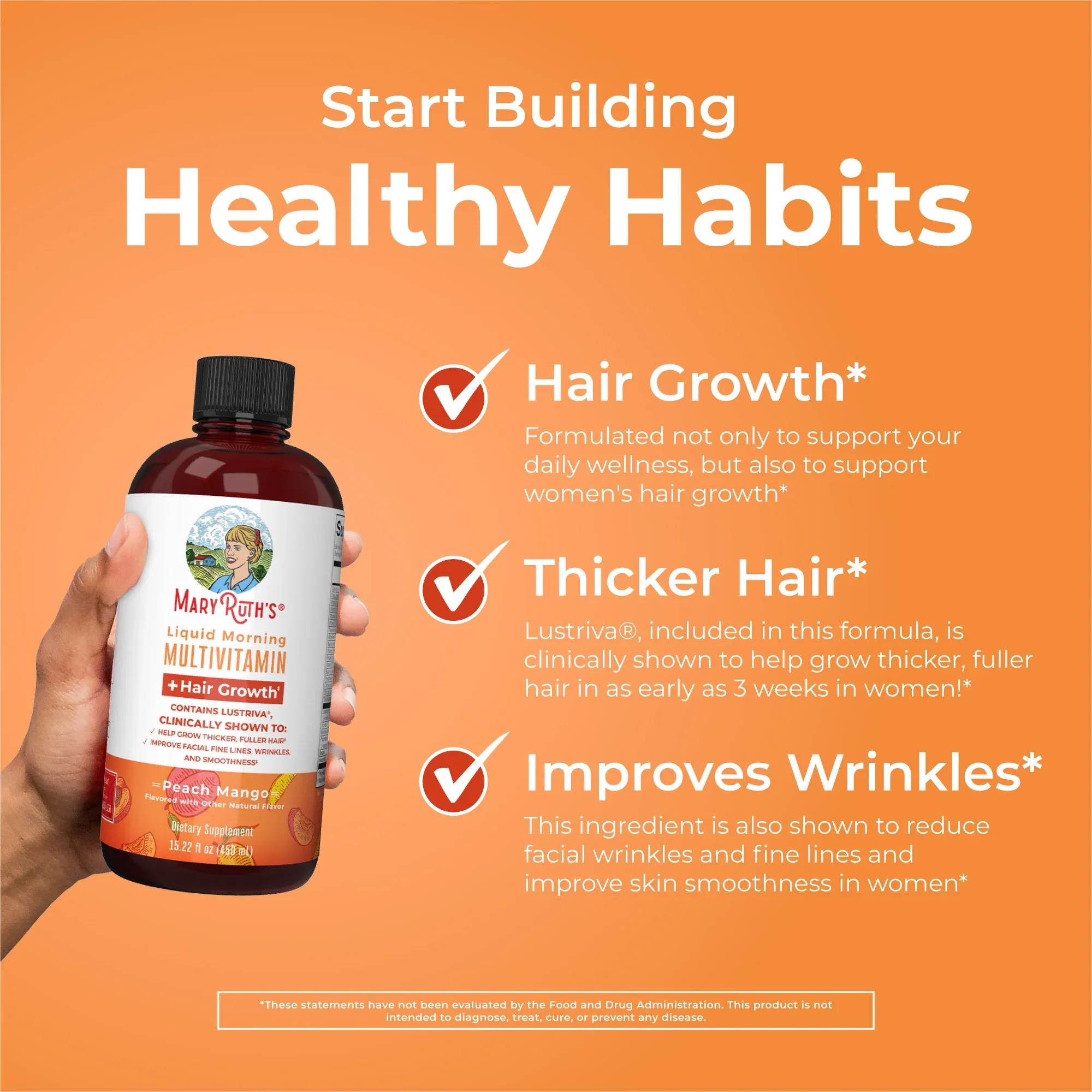 MaryRuth's Liquid Multivitamin+Hair Growth Clinically Tested for Thicker Hair & Facial Wrinkles in Women 450ml - Image 4