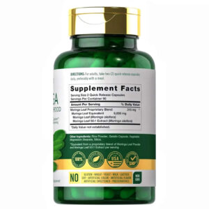 Carlyle Moringa Oleifera Supplement 6000 mg | 180 Capsules | Complete Green Superfood for Women and Men