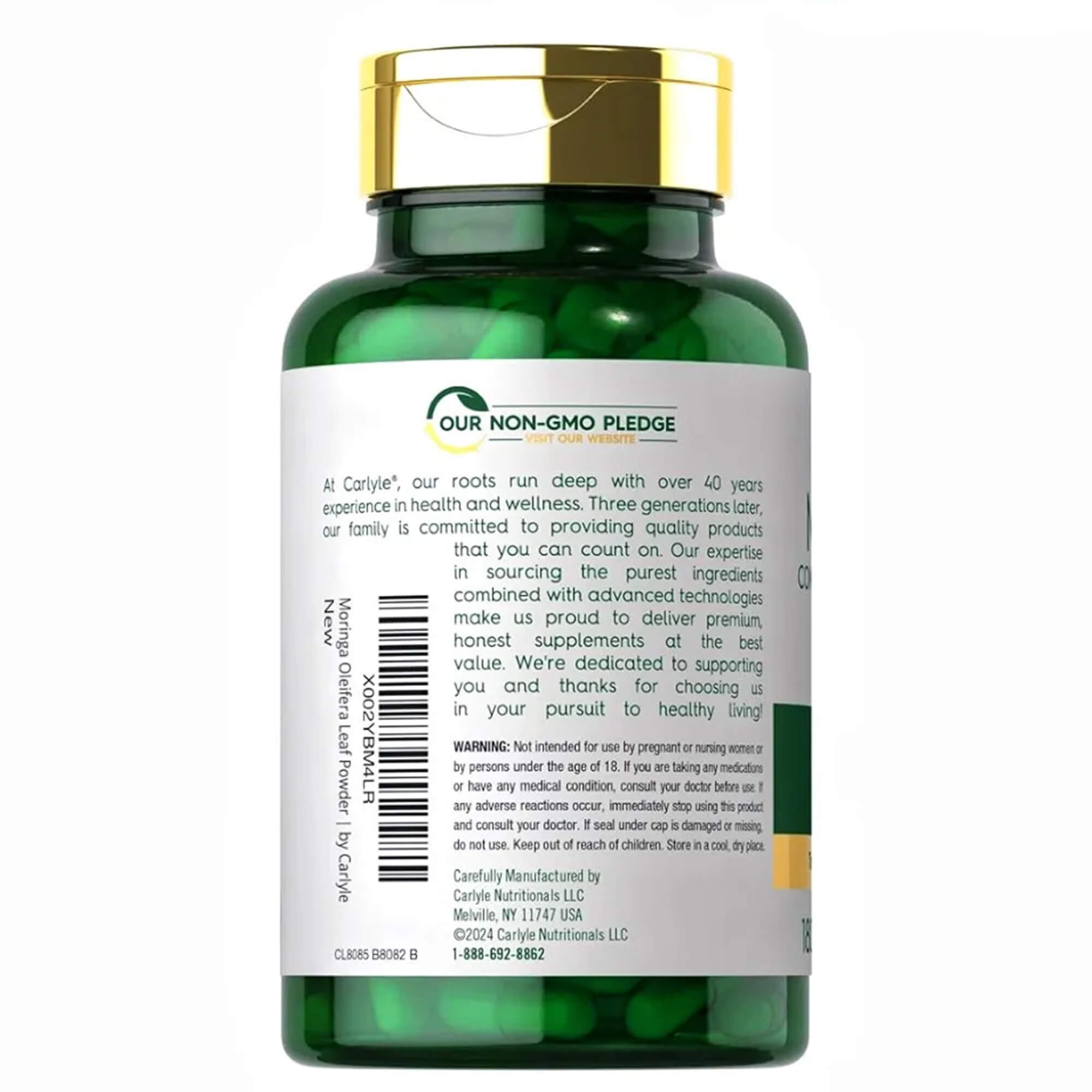 Carlyle Moringa Oleifera Supplement 6000 mg | 180 Capsules | Complete Green Superfood for Women and Men - Image 2